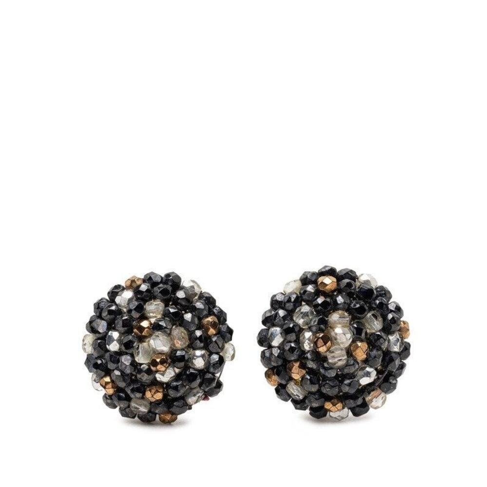 Chanel Vintage 99A Black Silver Plated Bijoux Earrings